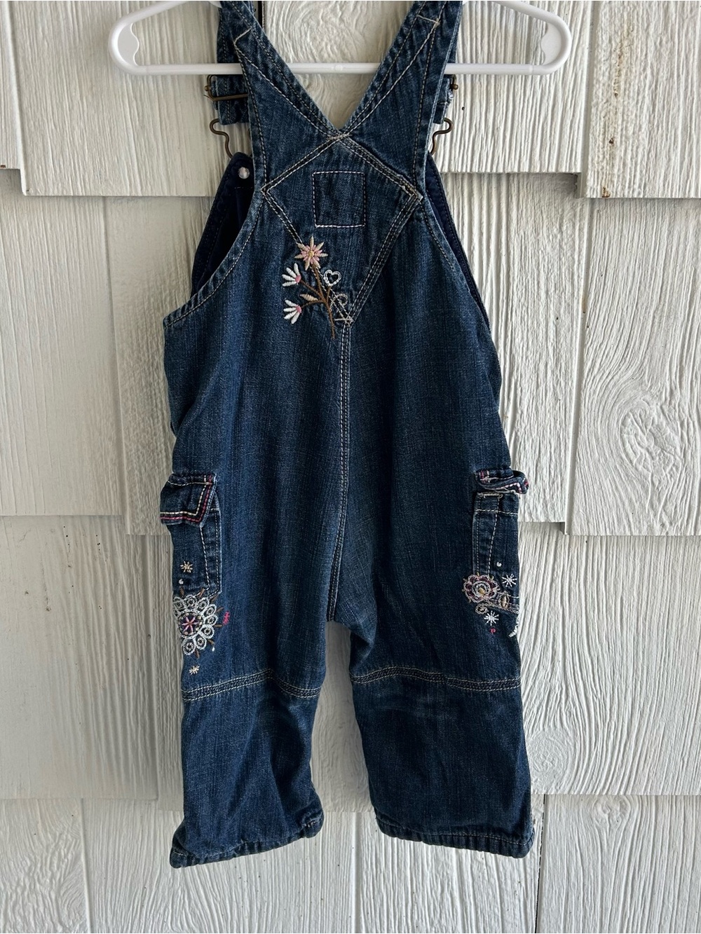 Y2K vintage embroidered Kids Dark Blue Embroidered Denim Overalls - Picture 8 of 8